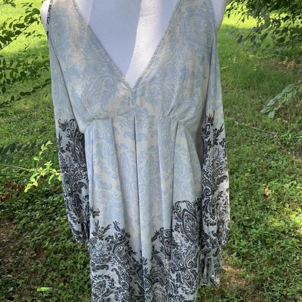 FREE PEOPLE Tunic Bohemian Blue Cold Shoulder